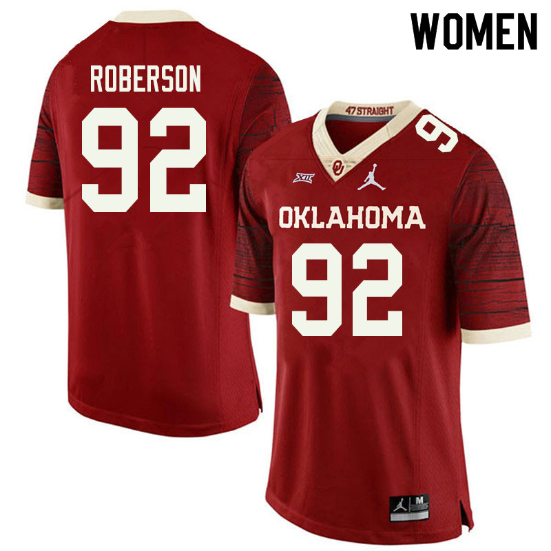Jordan Brand Women #92 Kori Roberson Oklahoma Sooners College Football Jerseys Sale-Retro